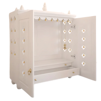 Aravaya Pooja Mandir with Door (White) open door side angle 