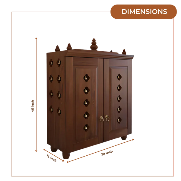 Aravaya Pooja Mandir with Door (Teak) Dimensions