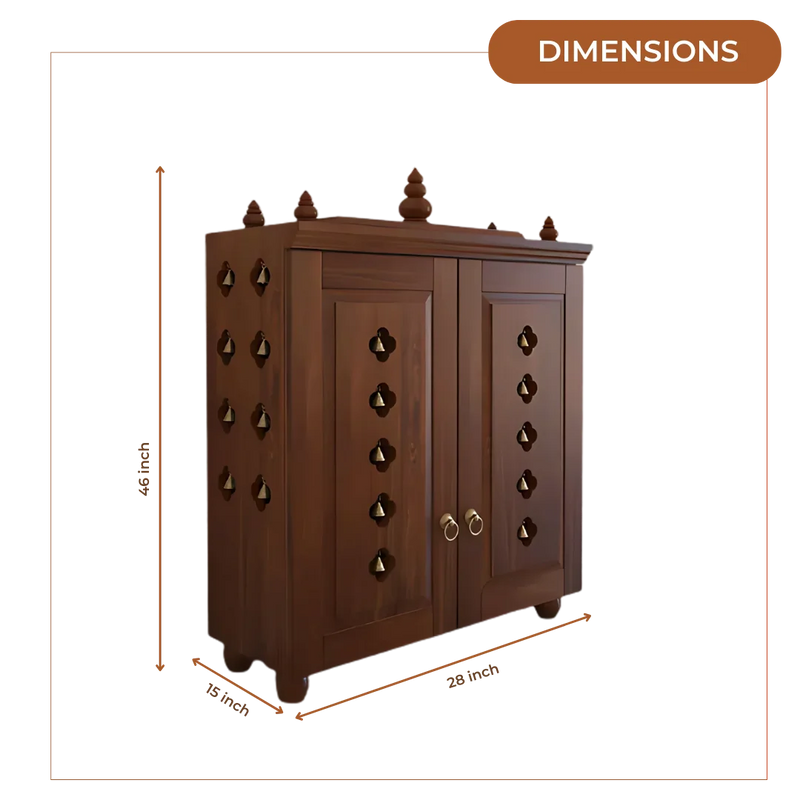 Aravaya Pooja Mandir with Door (Teak) Dimensions