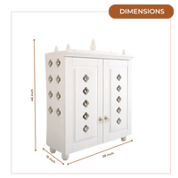 Aravaya Pooja Mandir with Door (White) Dimension