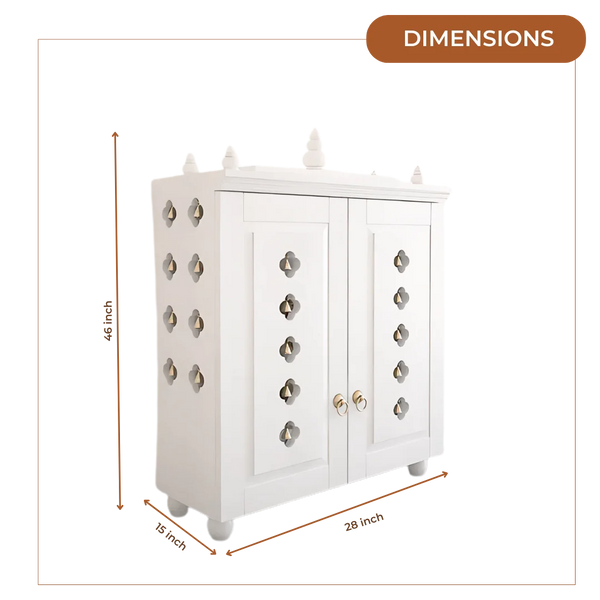 Aravaya Pooja Mandir with Door (White) Dimension