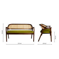 Arbor Solid Wood Love Sofa (Brown Green) dimensions image 