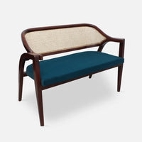 Arbor Solid Wood Love Sofa (Navy Blue)side angle 