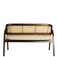 Arbor Solid Wood Love Sofa (Brown Beige) Back view