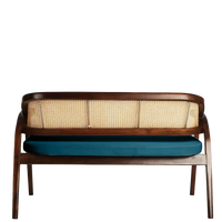 Arbor Solid Wood Love Sofa (Brown Blue) back view
