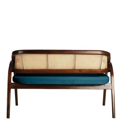 Arbor Solid Wood Love Sofa (Brown Blue) back view