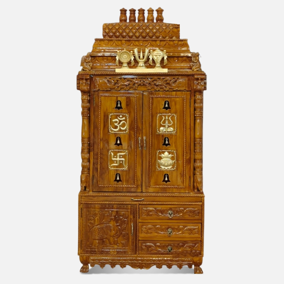 Archana Teak Wood Mandap with Door Teak