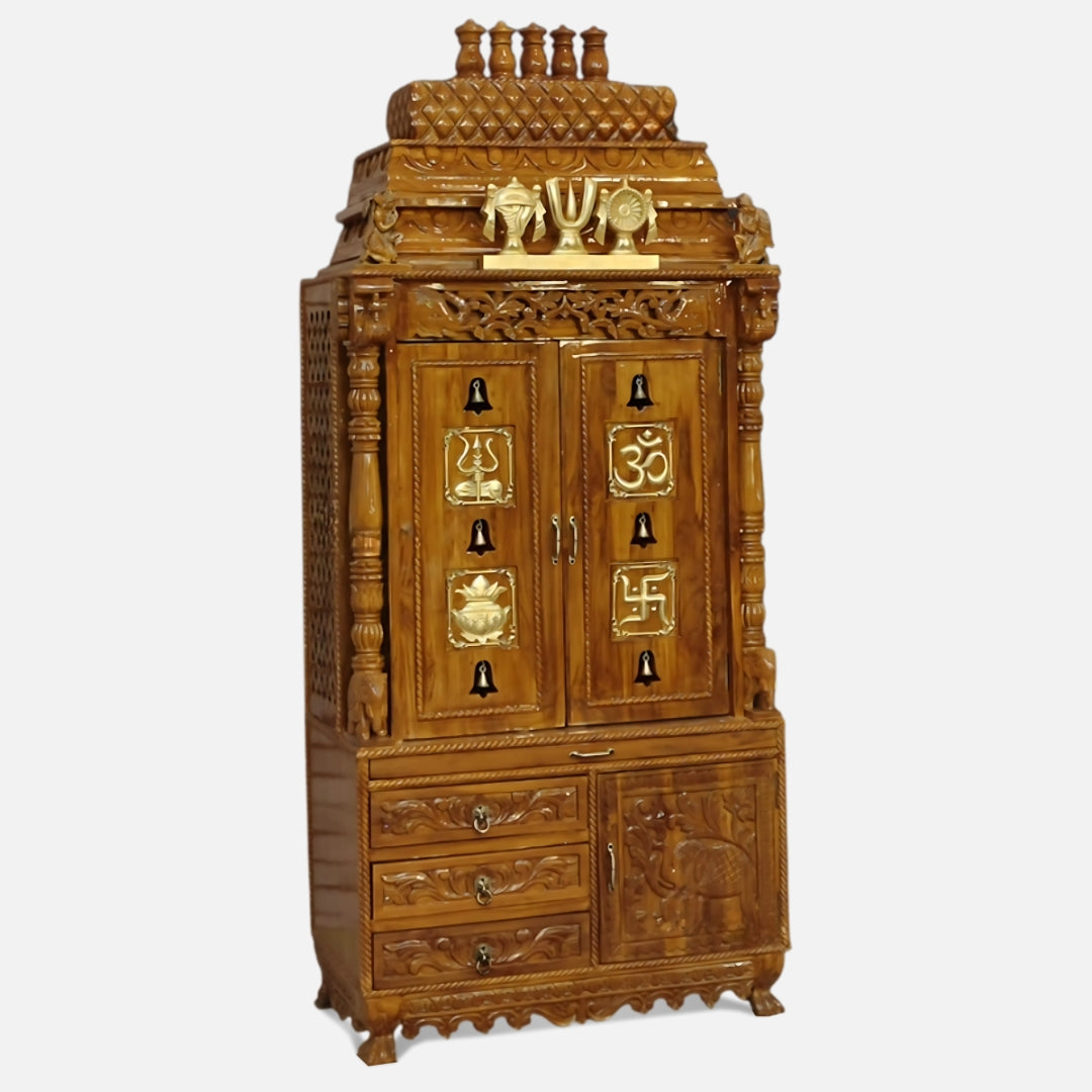 Archana Teak Wood Mandap (Teak) side angle 