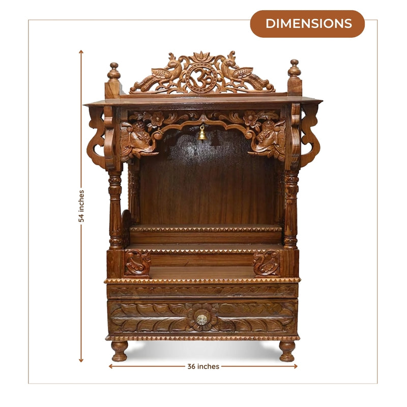 Archika Teak Wood Mandir (Teak) dimensions 