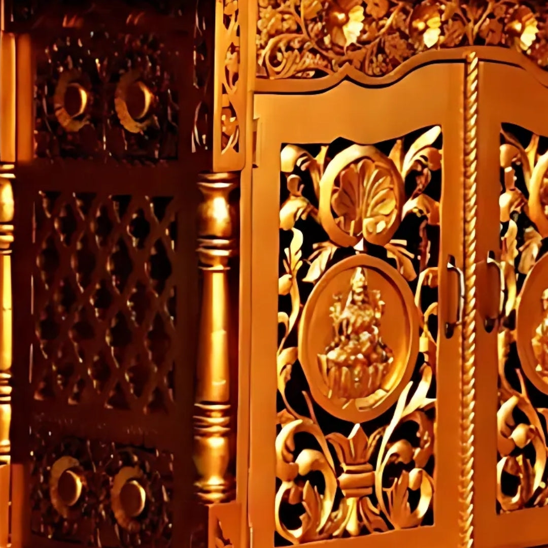  Archisha Teak Wood Mandap (Gold) close view 
