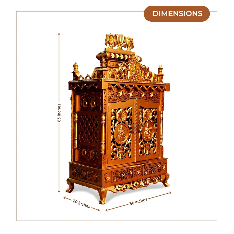  Archisha Teak Wood Mandap (Gold) dimensions 