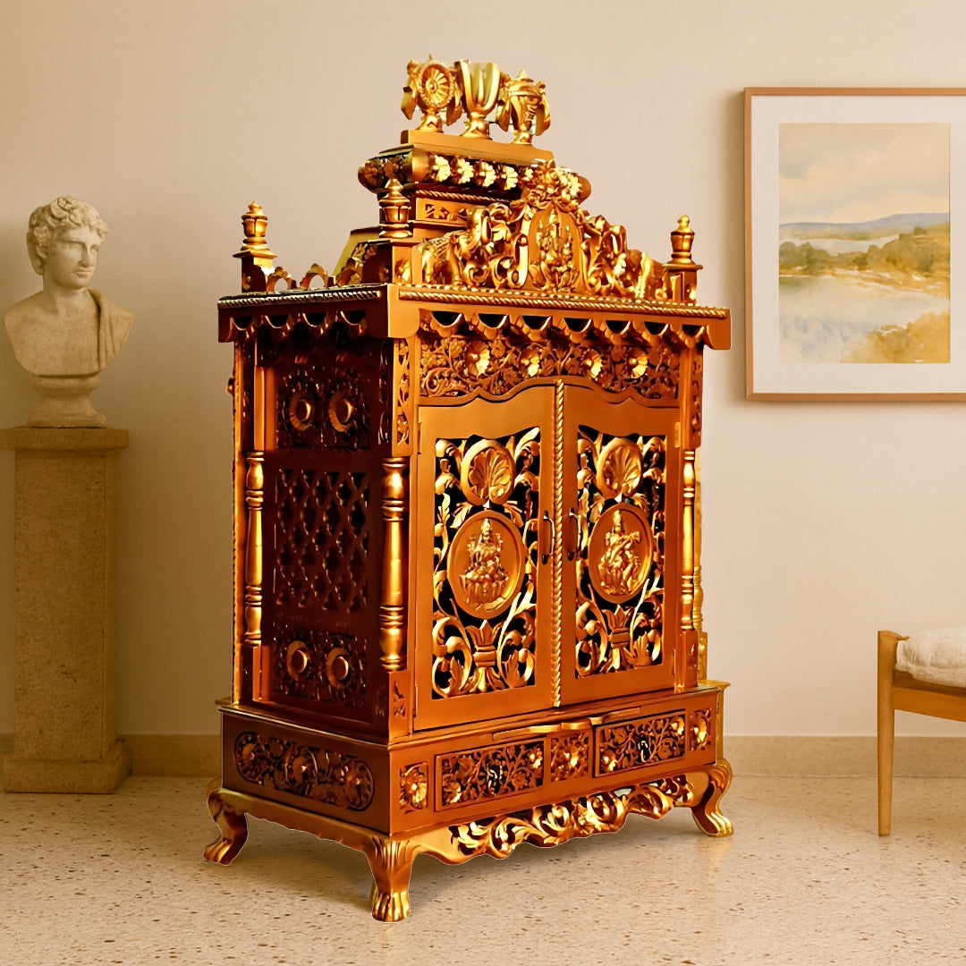 Archisha Teak Wood Mandap (Gold) lifestyle view 