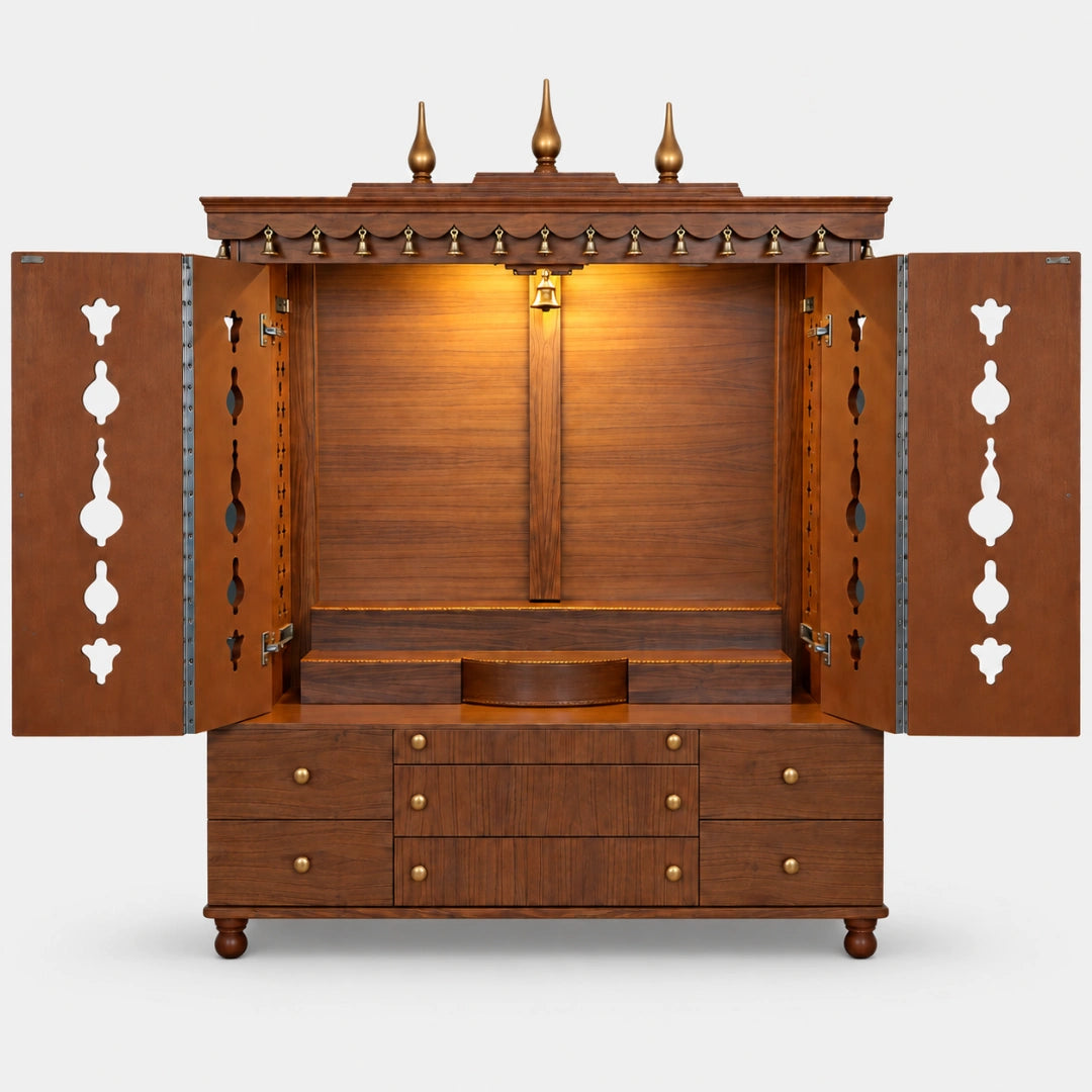 Arjit Teak Wood Mandap (Teak) Open Doors View