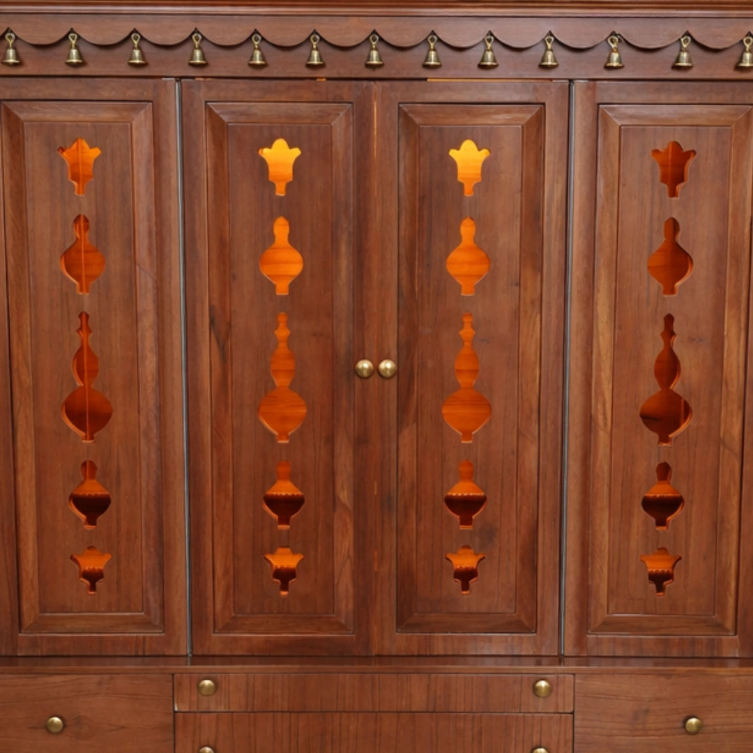 Arjit Teak Wood Pooja Mandap (Teak) door view 