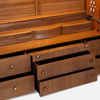 Arjit Teak Wood Pooja Mandap (Teak) open drawer