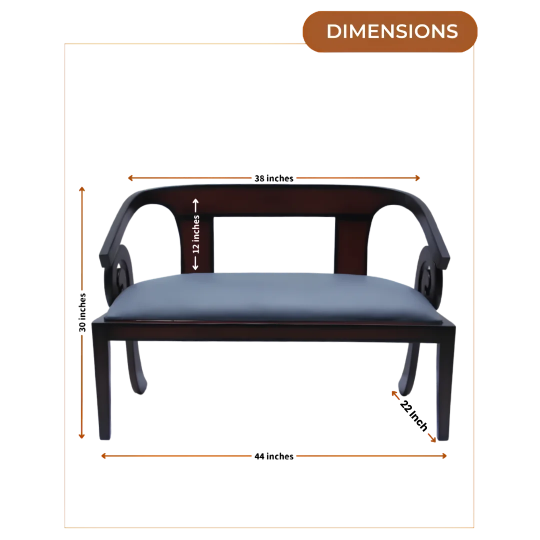 Arlaxa Solid Wood Love Sofa (Brown Grey) Dimensions