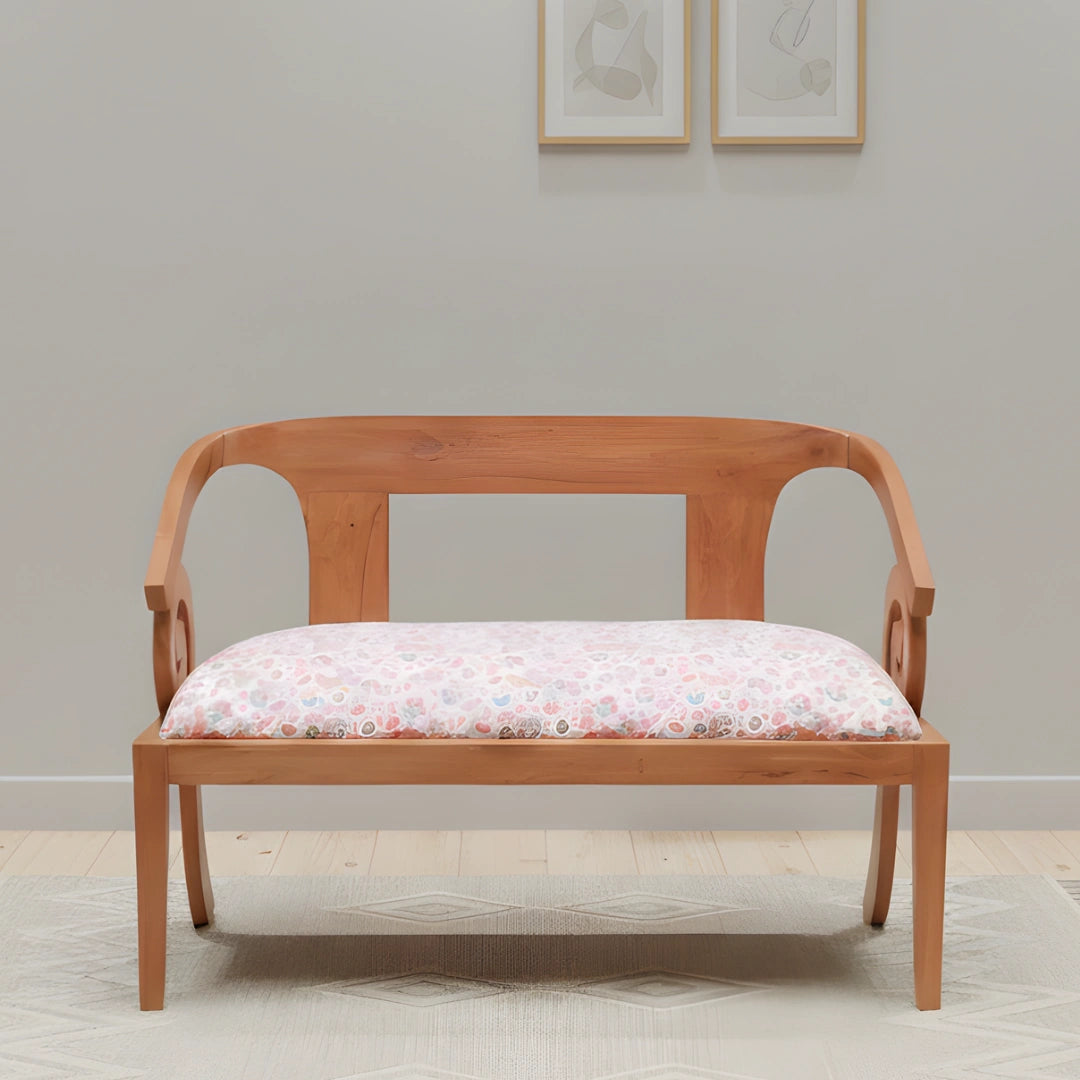 Arlaxa Solid Wood Love Sofa (Teak White) lifestyle view