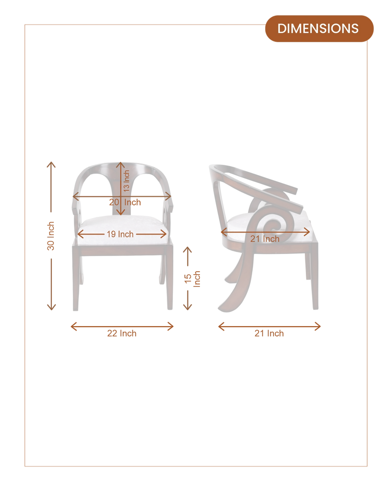 Arlaxa Teak Wood Arm Chairs (Brown Silver) dimensions