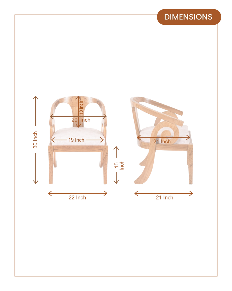 Arlaxa Teak Wood Arm Chairs (Teak Beige) dimensions