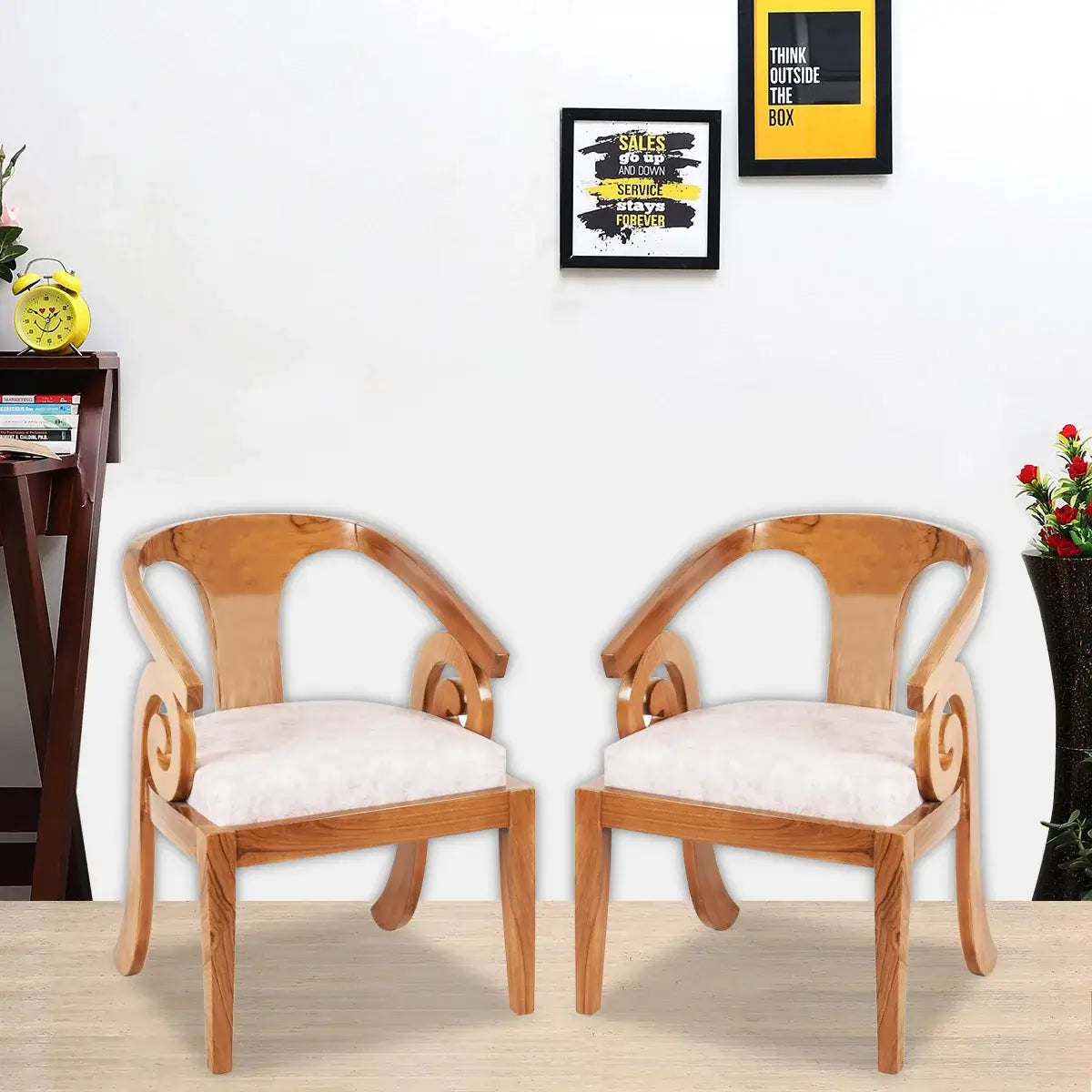 Arlaxa Teak Wood Arm Chair Teak Beige color lifestyle image