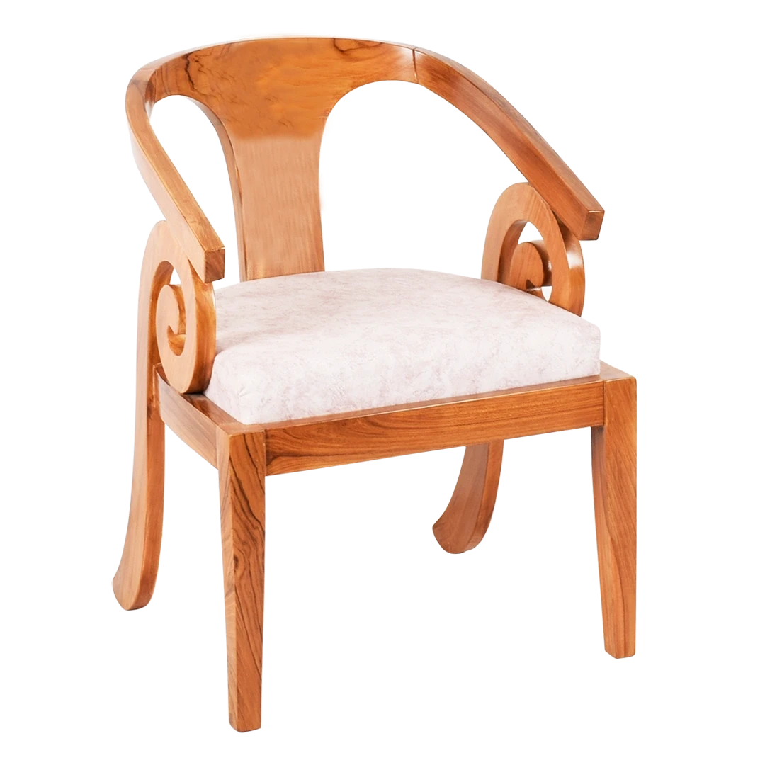 Arlaxa Teak Wood Arm Chair in Teak Biege color 45° side view