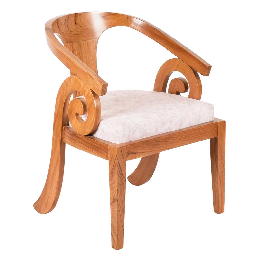 Arlaxa Teak Wood Arm Chair in Teak Biege color 45° side view 1