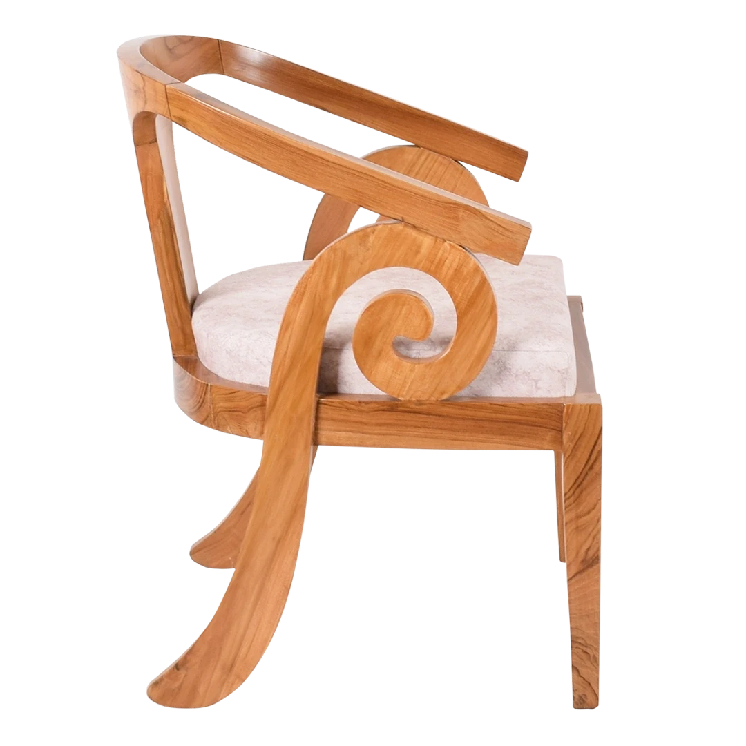 Arlaxa Teak Wood Arm Chair in Teak Biege color side view