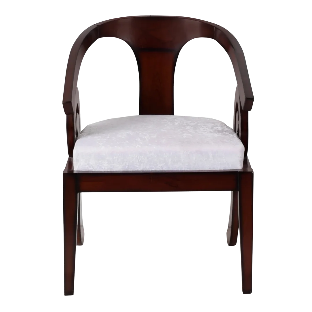 Arlaxa_Teak_Wood_Arm_Chair_Front_Brown_Silver