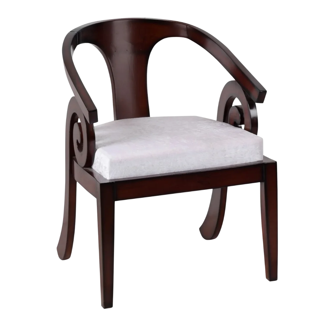 Arlaxa Teak Wood Arm Chair Side Angle(Brown Silver)