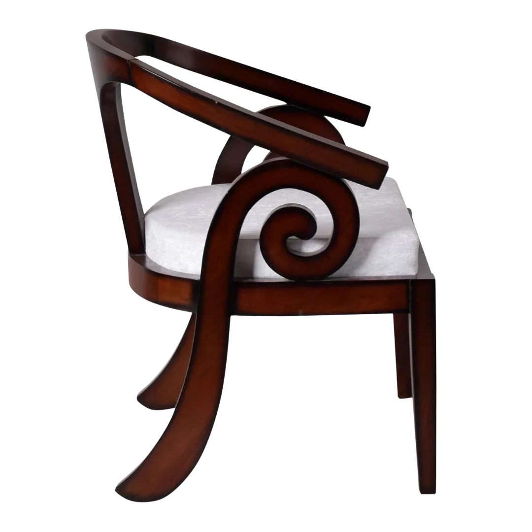 Arlaxa Teak Wood Arm Chair Side View(Brown Silver)