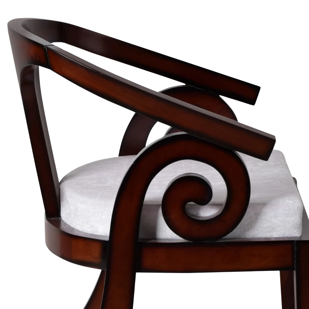 Arlaxa Teak Wood Arm Chair Side Zoom View(Brown Silver)