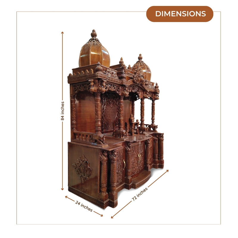 Aroha Teak Wood Mandap (Brown) dimensions 