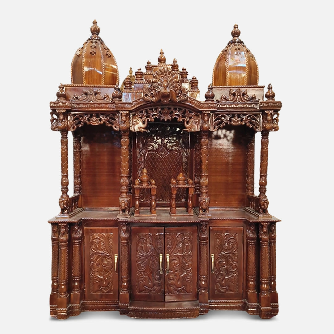 Aroha Teak Wood Mandap (Brown) front  view 
