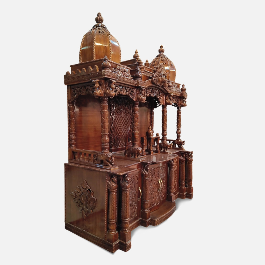 Aroha Teak Wood Mandap (Brown) side angle