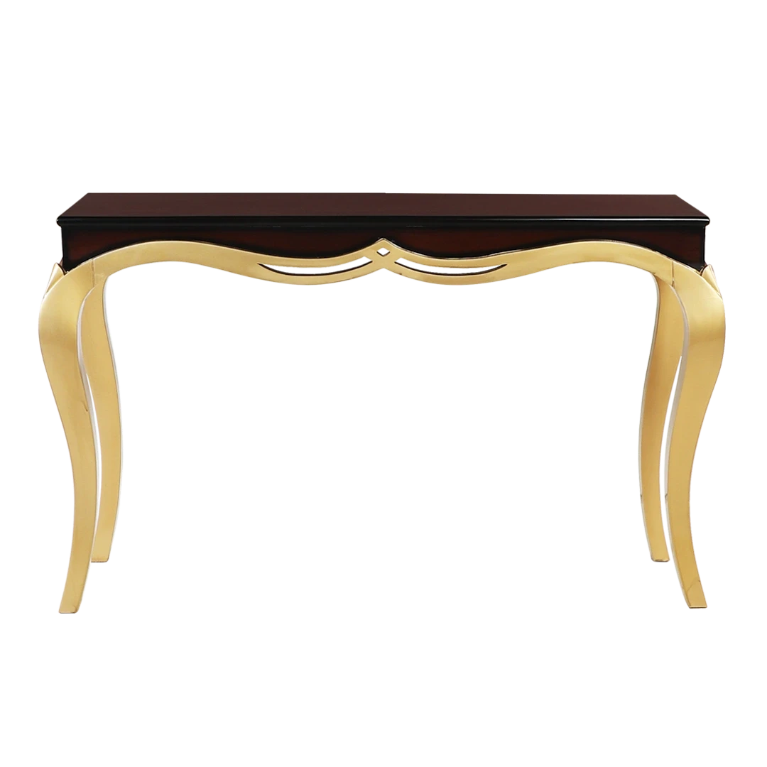 Artoric Solid Wood Console Table in Brown Gold color front view