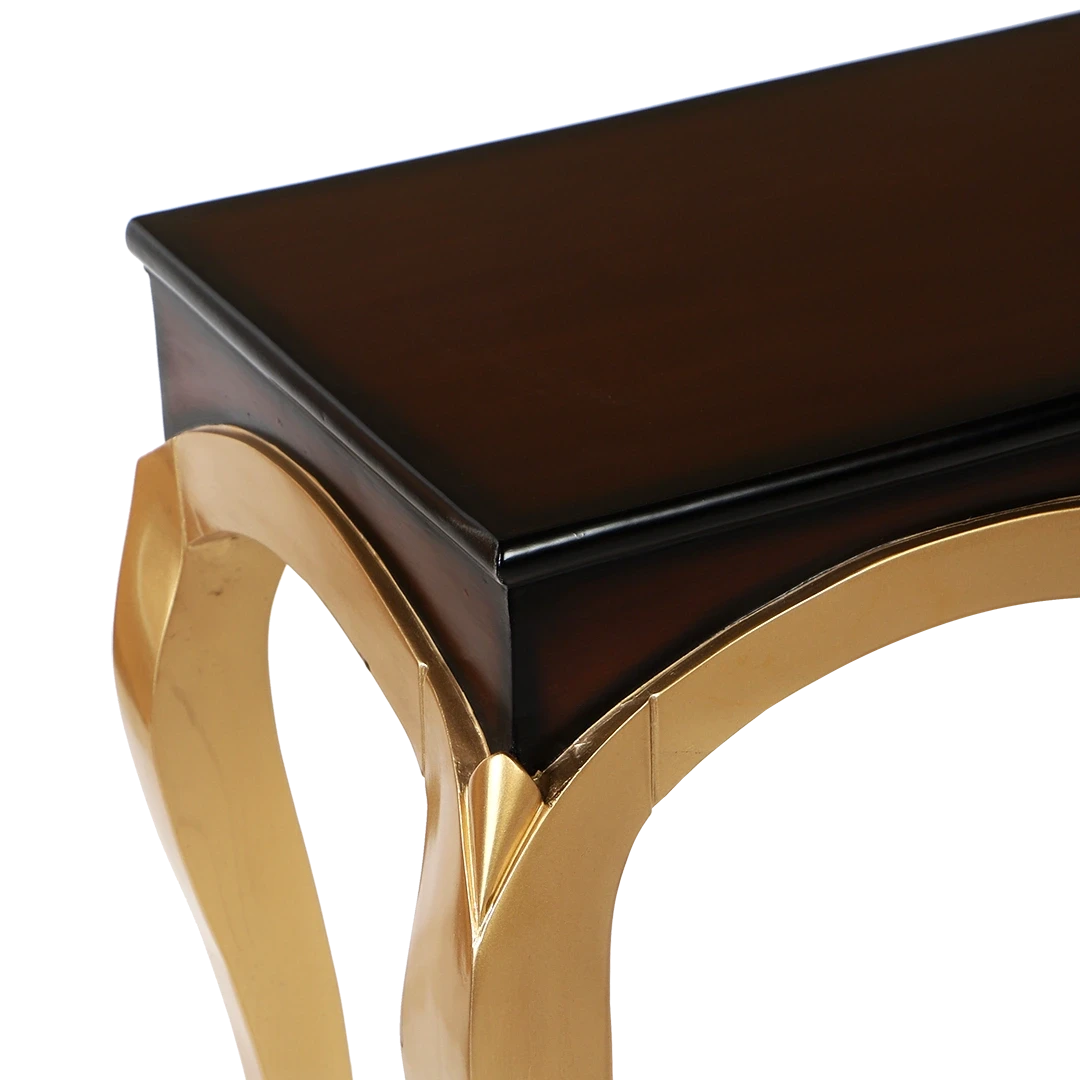 Artoric Solid Wood Console Table in Brown Gold color zoom view