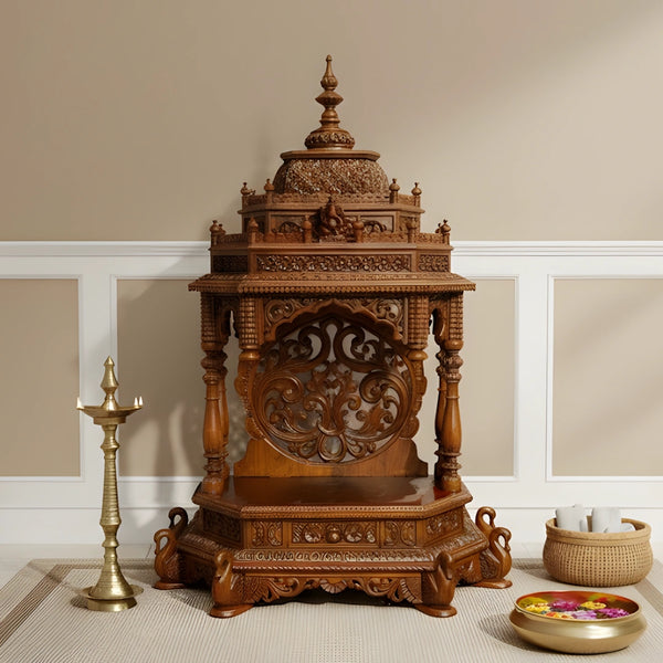 Asha Teak Wood Mandap (Teak) dimensions lifestyle view 
