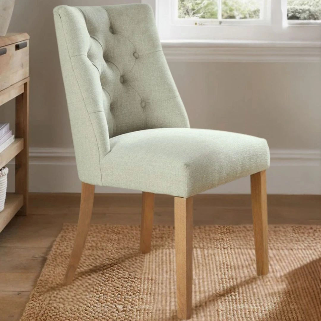 Astra Teak Wood Dining Chair (Green) Lifestyle view