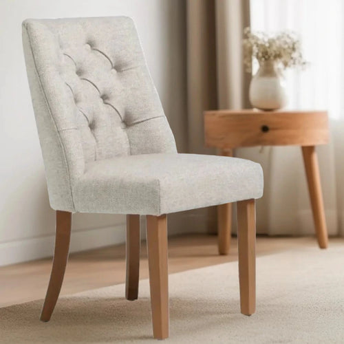 Astra Teak Wood Dining Chair (Dark Beige)