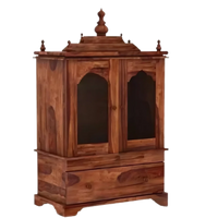 Aumesh Teak Wood Pooja Mandir with Door (Teak) side angle 