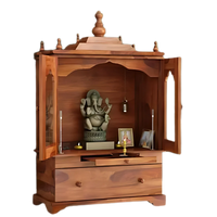 Aumesh Teak Wood Pooja Mandir with Door (Teak) side view