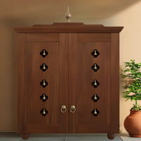 Aumkara Teak Wood Mandir with Door (Teak) Lifestyle Image 
