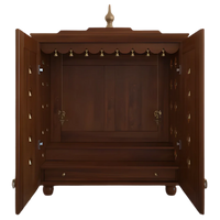 Aumkara Teak Wood Mandir with Door (Teak) open door front view