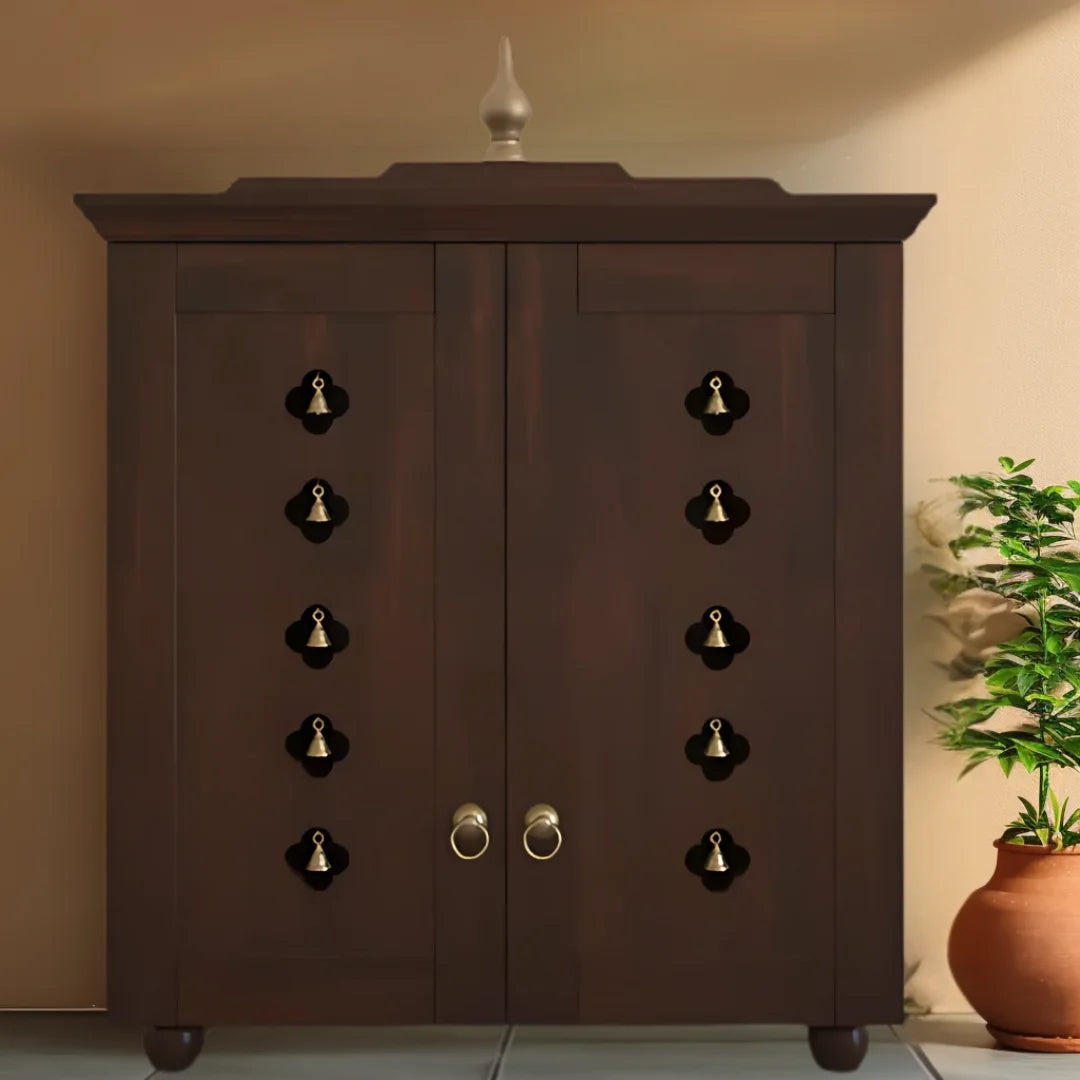 Aumkara Teak Wood Mandir with Door (Wenge) Lifestyle image 
