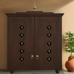 Aumkara Teak Wood Mandir with Door (Wenge)