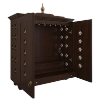 Aumkara Teak Wood Mandir with Door (Wenge) side angle