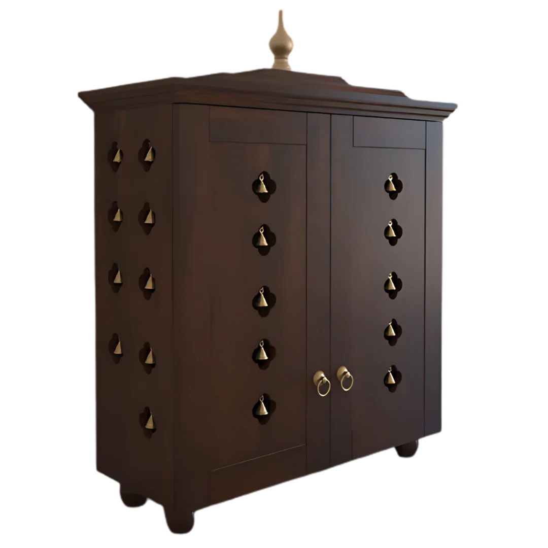 Aumkara Teak Wood Mandir with Door (Wenge) side view