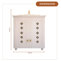 Aumkara Teak Wood Mandir with Door (White) Dimensions