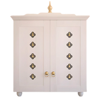 Aumkara Teak Wood Mandir with Door (White) Front View