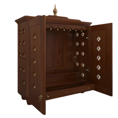 Aumkara Teak Wood Mandir with Door (Teak)